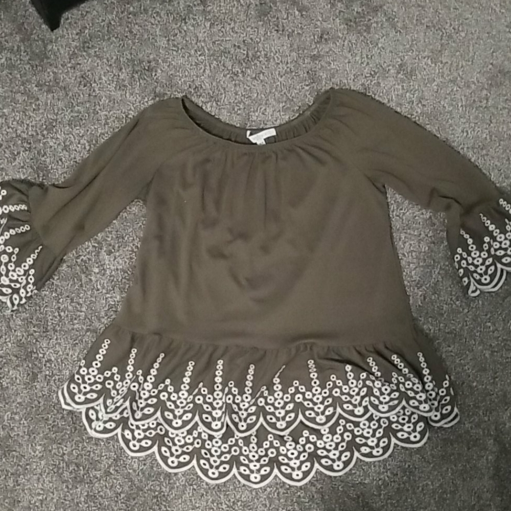 Olive green peplum top with islets
